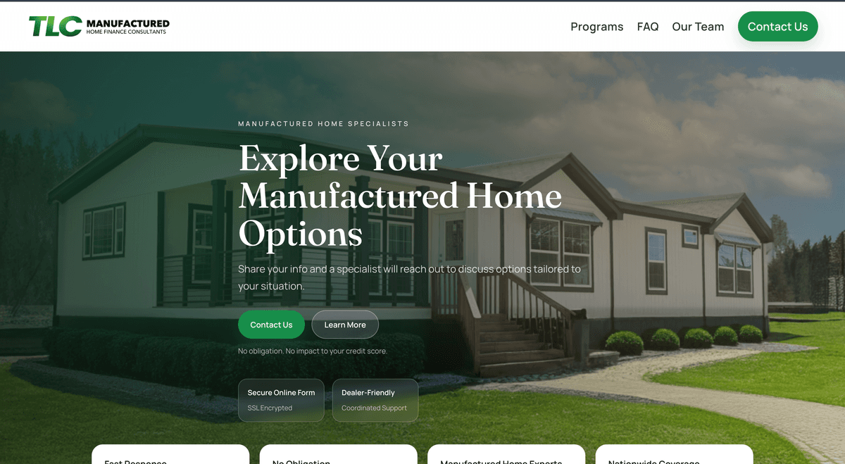 TLC Manufactured Home Loans — Full Platform